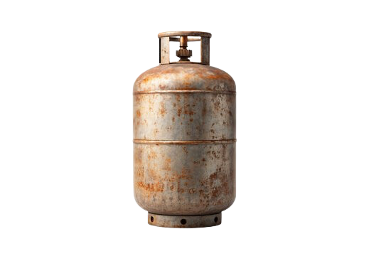 Old steel cylinder, full